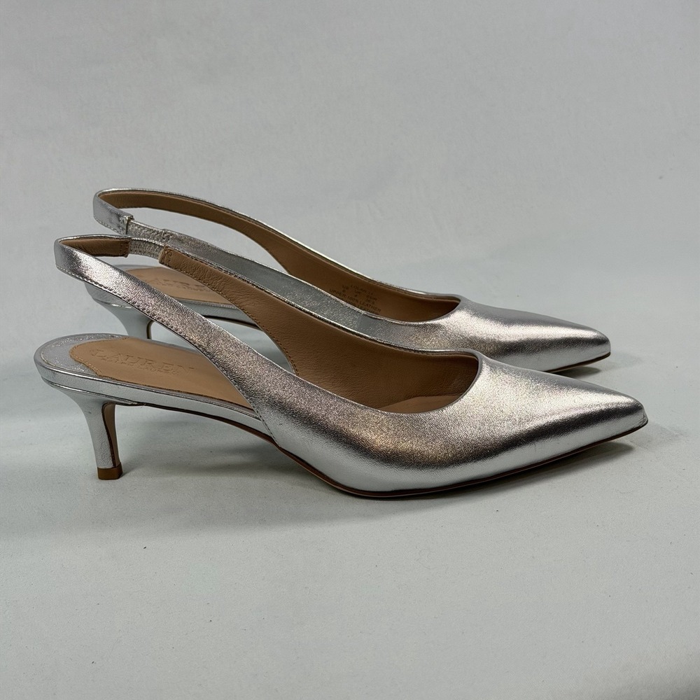 Lauren Ralph Lauren Size-6B‎ Women's Lolah Pointed-Toe Slingback Pumps Silver